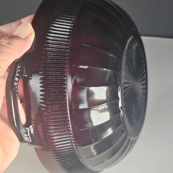 Anchor Hocking Royal Ruby Red Coronation. Two Handles. Depression Glass Bowl - Picture 5 of 12